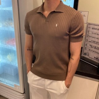 PL 머슬핏 오픈카라 반팔니트