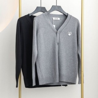 CDG 화이트 와펜 브이넥 가디건