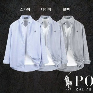 PL 랄프로렌 오버 스트라이프 잔줄로고셔츠