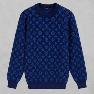 [ L ] 블루 모노그램 자카드 울 니트 풀오버