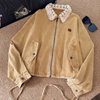 로** 25 무드 더블 칼라 자수로고 워싱 자켓 - 수입 (여성)