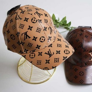 [ L ] LV 모노그램 레더 볼캡