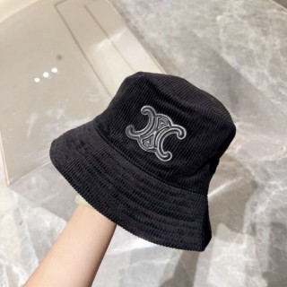 [ C ] 올블랙 시그니처 로고 골덴 버킷햇 모자