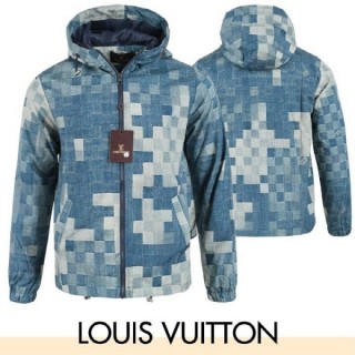 루* 블루 체커보드 윈드 자켓