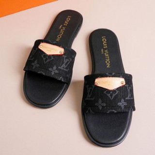 [ L ] 모노그램 자카드 데님 슬라이드 (여성)