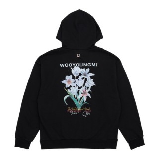 우* 플라워 그래픽 후드(블랙) (남여공용)