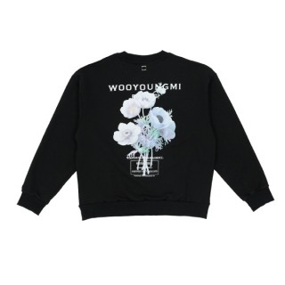 우* 블랙 플라워백로고 맨투맨(블랙) (남여공용)