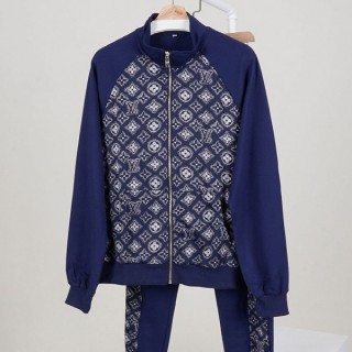 [ L ] 테크니컬 모노그램 코튼 지퍼 트랙 탑 & 트랙 조거 팬츠 셋