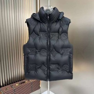 루* 모노그램 퀄티드 후디드 패딩 조끼