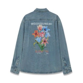 우* 데님 백로고 셔츠