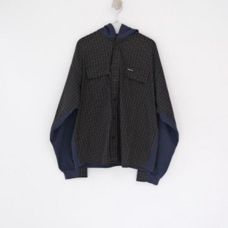 발**** 25 하이브리드 체크 포켓 후드 셔츠 - 수입 (남여공용)