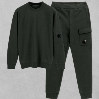 [ C ] 다이애그널 레이즈드 약기모 플리스 맨투맨 티셔츠 & 플리스 스웨트 조거 팬츠 셋