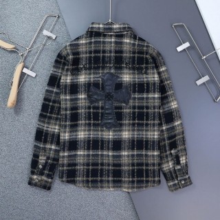 [ C ] 크로스 세메터리 레더패치 체크 셔츠 (남여공용)