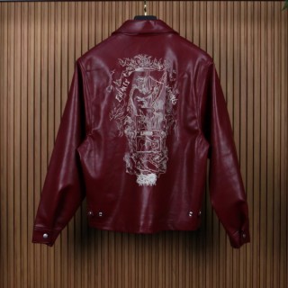 E* 버건디 프랭시프 드 라무르 웨스턴 가죽재킷