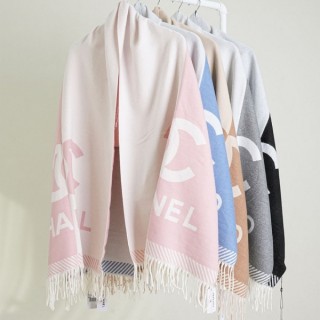 [ C ] 하프 배색 CC 로고 자카드 캐시미어 프린지 머플러