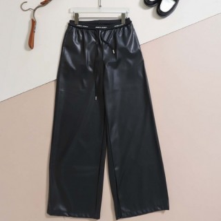 [ M ] 수입 허리밴드 와이드 레더 팬츠 -블랙- (여성)