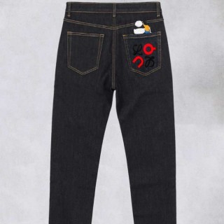 [ L ] 로* X 온 러닝 팬더 포켓 자수 로고 슬림핏 데님 팬츠