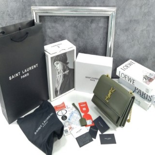 생** 부드러운 가죽 소재의 sunset 미디엄백 Khaki (풀박스)