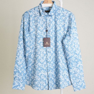 [ L ] 모노그램 워터링 모티프 롱슬리브 코튼 셔츠