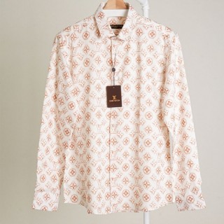 [ L ] 모노그램 샌드 모티프 롱슬리브 코튼 셔츠