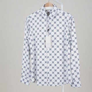 [ G ] 남성 GG 패턴 실크 코튼 셔츠