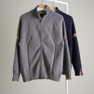 [ T ] 코튼 삼선라인 케이블 니트 풀집업 자켓