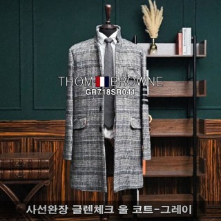 [TB] 사선완장 글렌체크 울 코트
