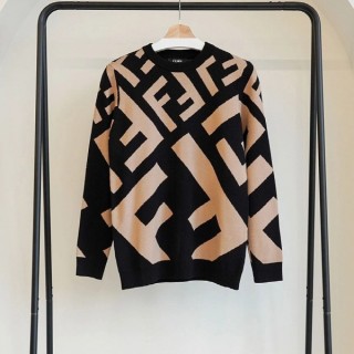 [ F ] 수입 그라데이션 FF로고 자카드 라운드 니트 스웨터