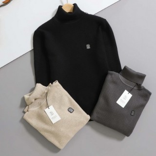 [ B ] 로고 패치 와플 니트 터틀넥 스웨터