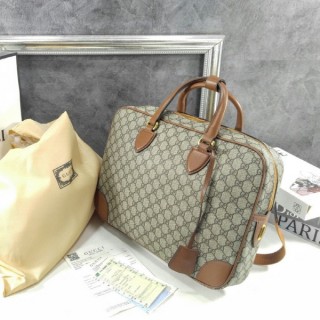 구* GG 엠블럼 미디움 브리프케이스 베이지 다크 브라운