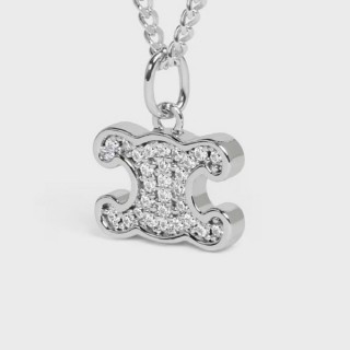 [ C ] 트리옹프 라인 스톤 네크리스 로듐 피니시 브라스&크리스탈