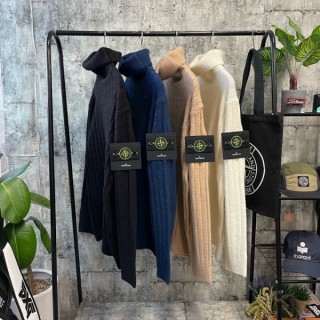 램스울 골지 목폴라 니트