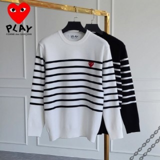 CDG 레드와펜 하프 스트라이프 니트