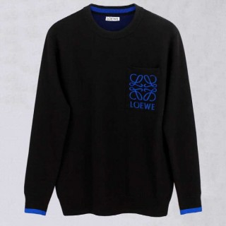 [ L ] 블루 아나그램 포켓 울 자카드 니트 풀오버