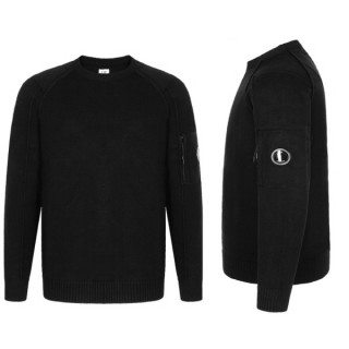 C* 라운드 니트 스웨터 렌즈와펜 램스울 스트라이프