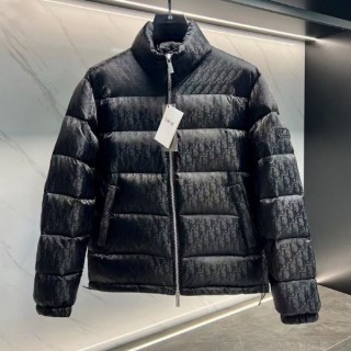 디* 오블리크 다운 재킷 블랙 테크니컬 자카드