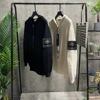 와펜 후드 집업 니트