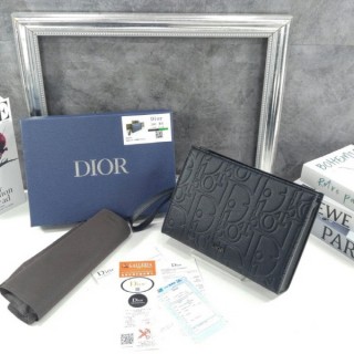 디* A5 트라이앵글 파우치 블랙 Di*r Gravity 가죽 (풀박스)