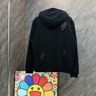 크* 레터링 레더 크로스 집업 후드 자켓