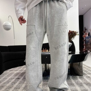 크* 레더 패치 코튼 와이드 스웻 팬츠