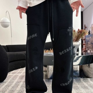 크* 레더 패치 코튼 와이드 스웻 팬츠