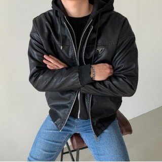프* 디태처블 후드 레더 자켓